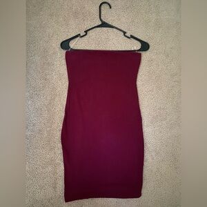 Strapless Burgundy Bodycon Dress